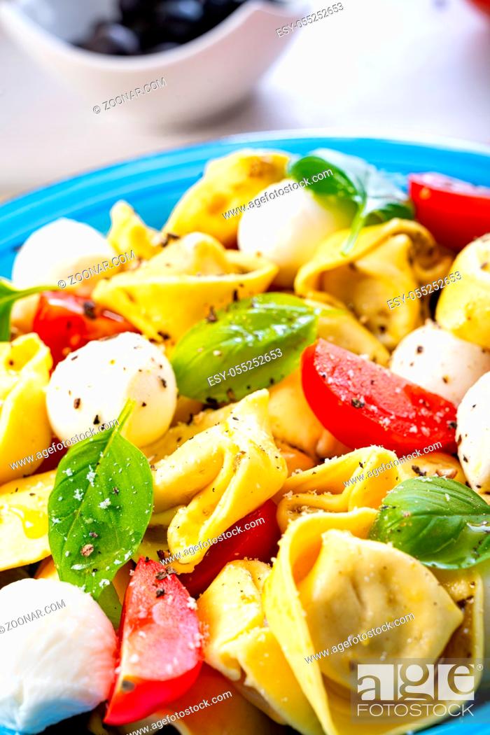 Stock Photo: delicious antipasti tortellini pasta salad.