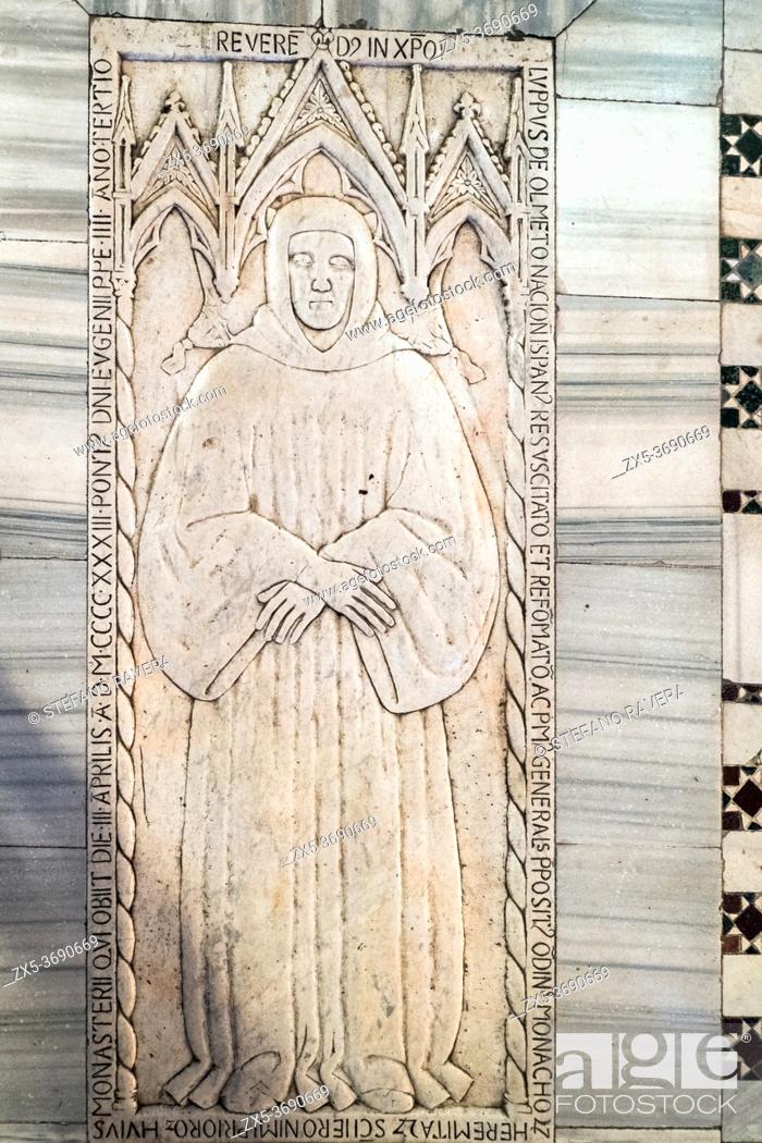 Stock Photo: Tombstone of Lupo de Olmedo in the Basilica of Saints Bonifacio and Alexis on the Aventine hill - Rome, Italy.