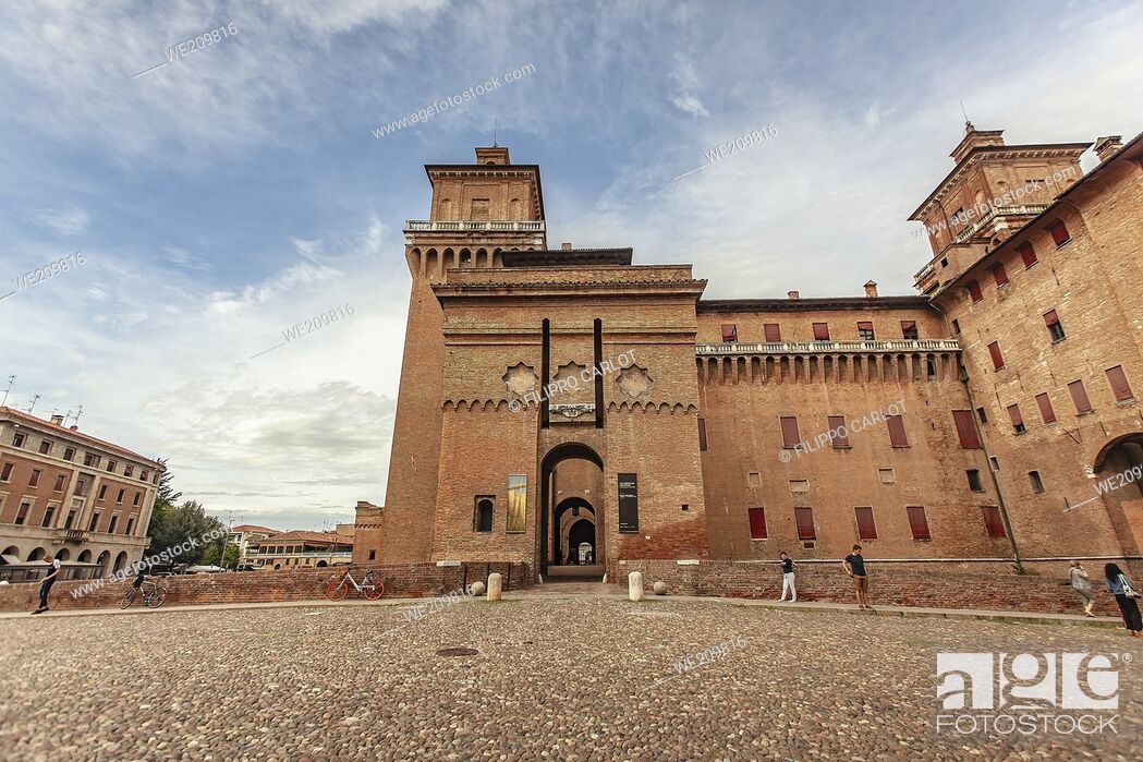 Stock Photo: FERRARA, ITALY 29 JULY 2020 : Medieval castle of Ferrara the historical Italian city.