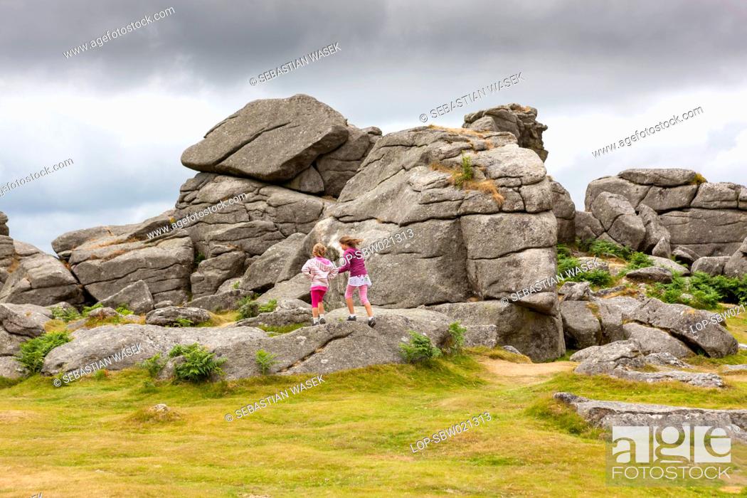 Stock Photo: England, Devon, Widecombe in the Moor. Bonehill Rocks in the Dartmoor National Park.