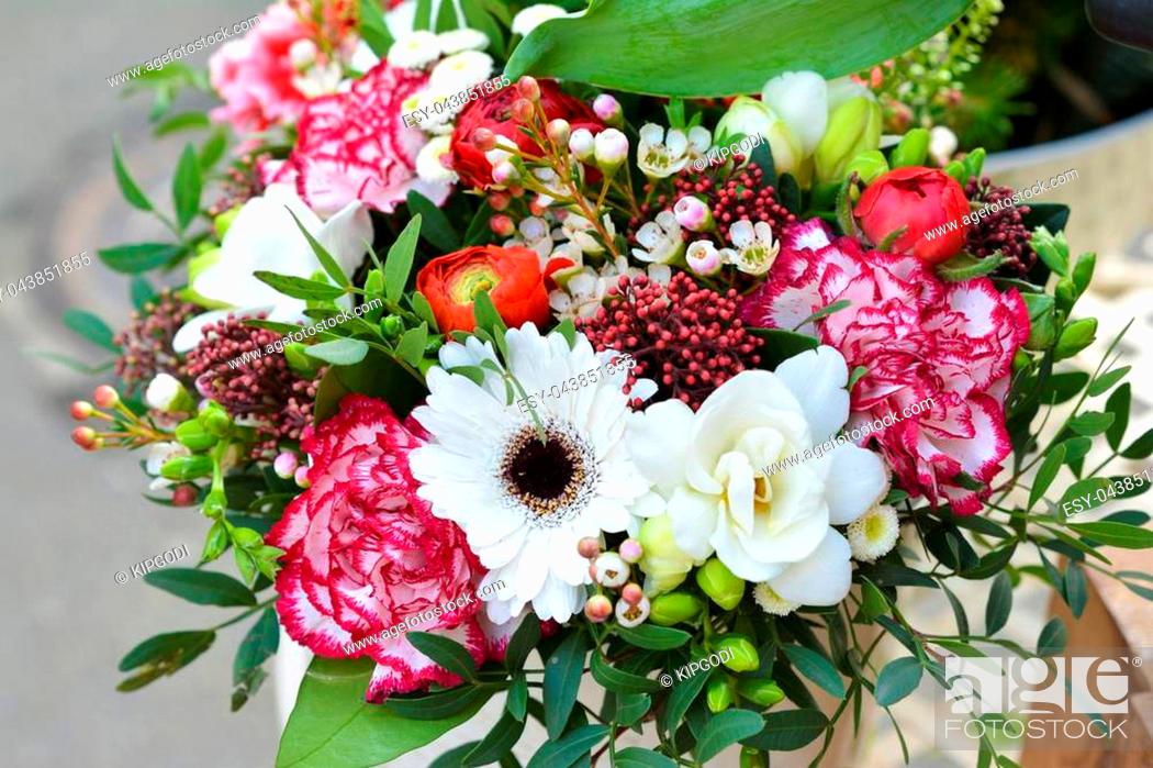 Stock Photo: Bouquet of different flowers for a wedding or an event.