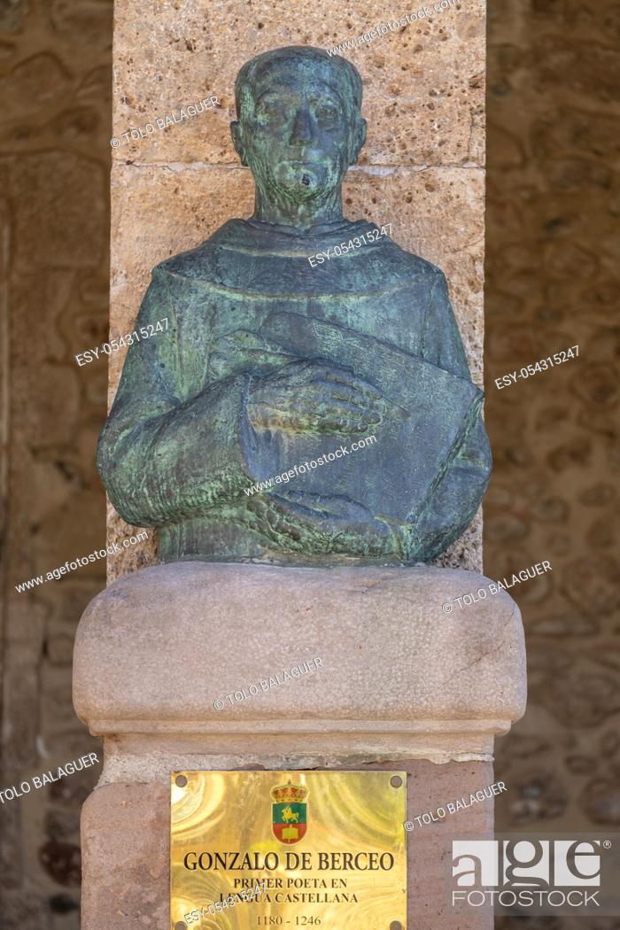 Stock Photo: Gonzalo de Berceo, poeta medieval , Berceo, La Rioja, Spain.