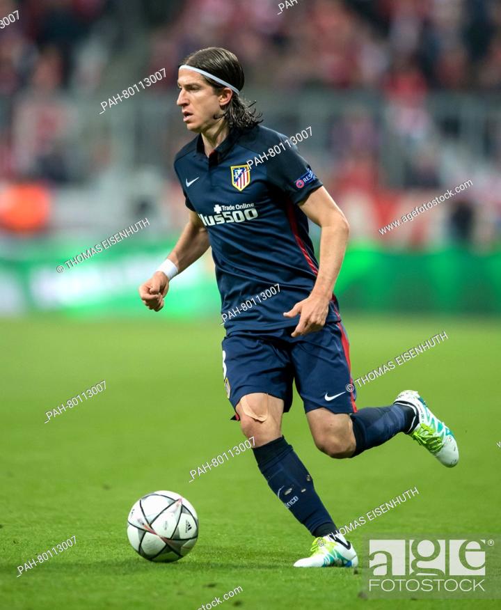 Stock Photo: Madrid's Filipe Luis in action during the UEFA Champions League semi final soccer match FC Bayern Munich vs Atletico Madrid in Munich, Germany, 3 May 2016.