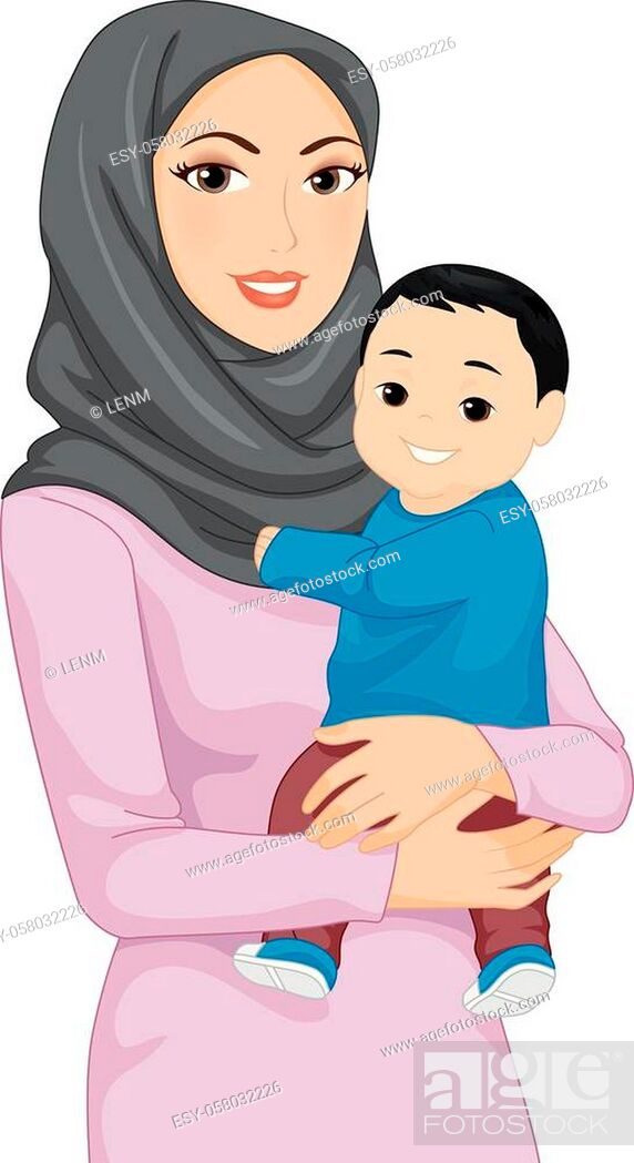 Illustration of a Muslim Mother Carrying Her Baby, Stock Vector, Vector And  Low Budget Royalty Free Image. Pic. ESY-058032226 | agefotostock