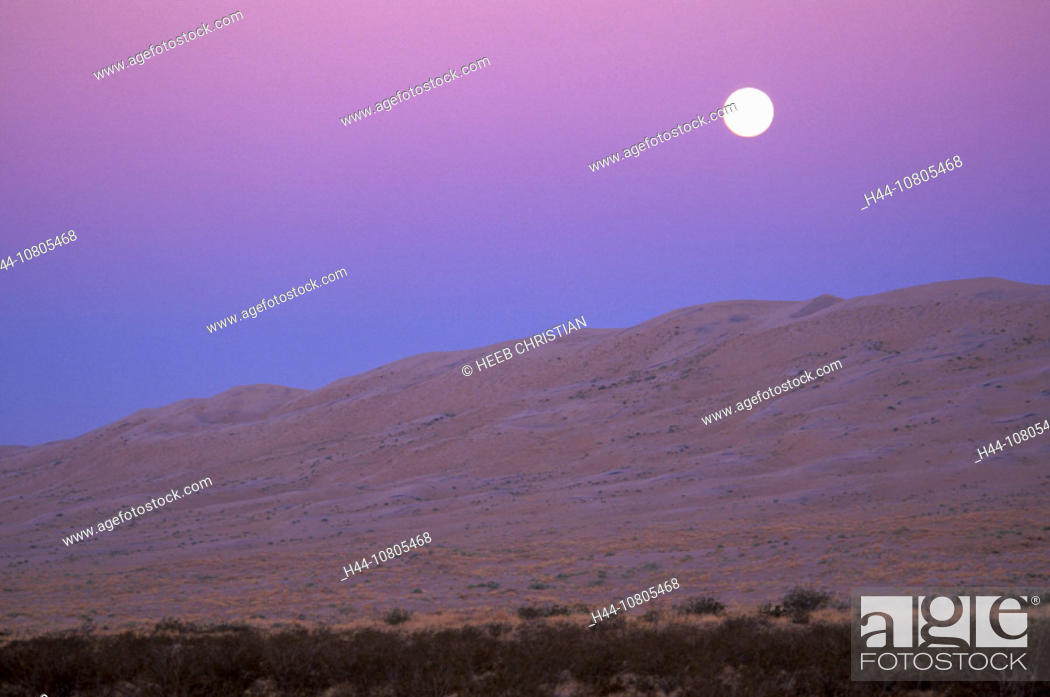 Stock Photo: California, Mojave National Reserve, Moonrise, Kelso Dunes, USA, America, United States, dunes, landscape, desert, n.