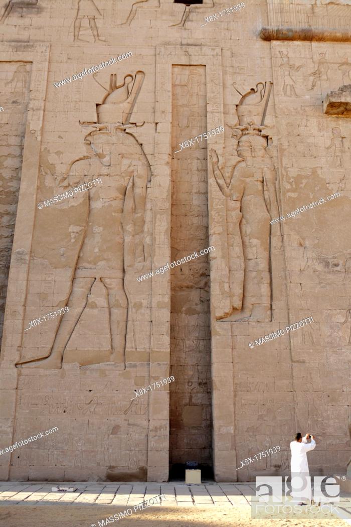 Stock Photo: The main entrance of Horus temple in Edfu, Egypt.