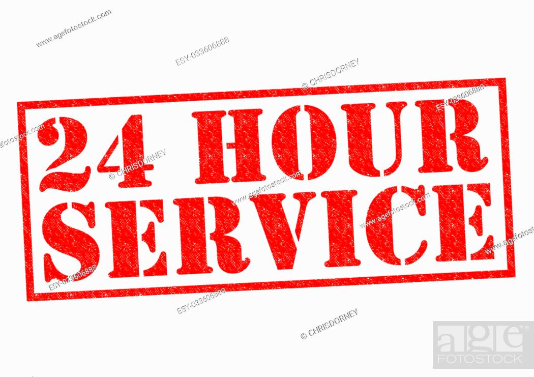 Stock Photo: 24 HOUR SERVICE red Rubber Stamp over a white background.