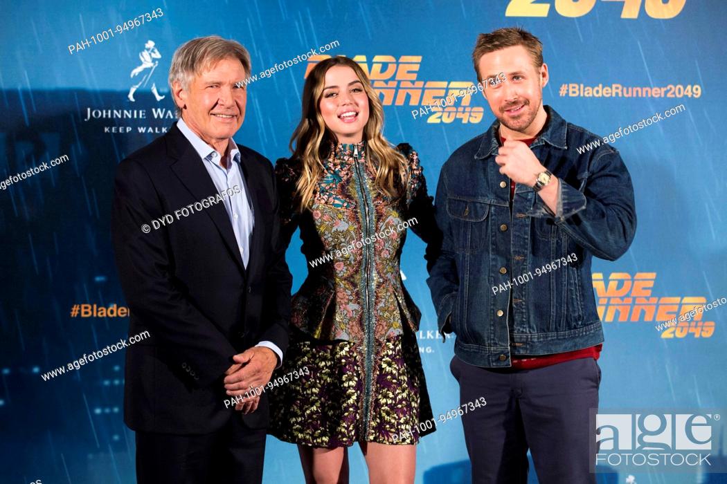 Stock Photo: Harrison Ford, Ana de Armas and Ryan Gosling at the Photocall for 'Blade Runner 2049' at Hotel Villamagna. Madrid, 19.09.2017 | Verwendung weltweit.