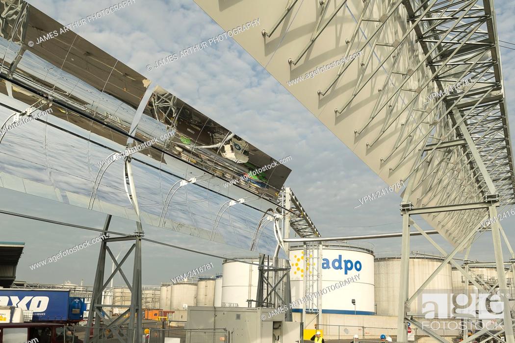 Stock Photo: Illustration picture shows the opening of the solar panels park installed by Azteq in ADPO plant in Beveren, Antwerp port, Wednesday 23 October 2019.