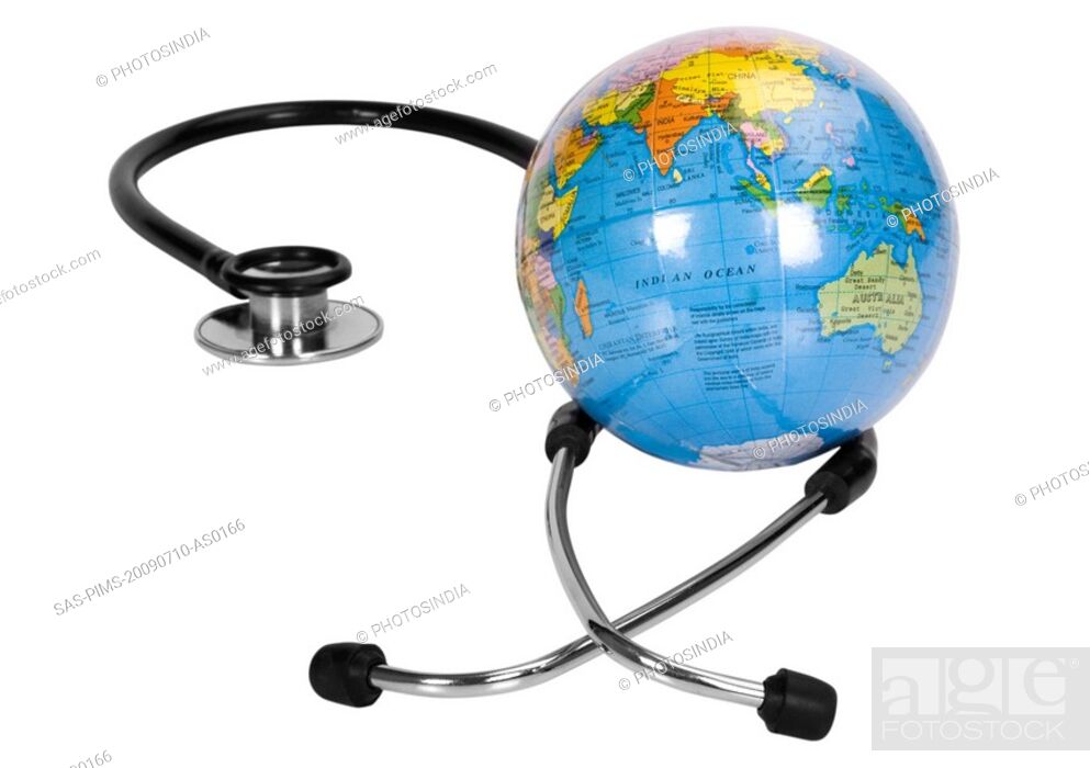 Imagen: Close-up of a globe with a stethoscope.