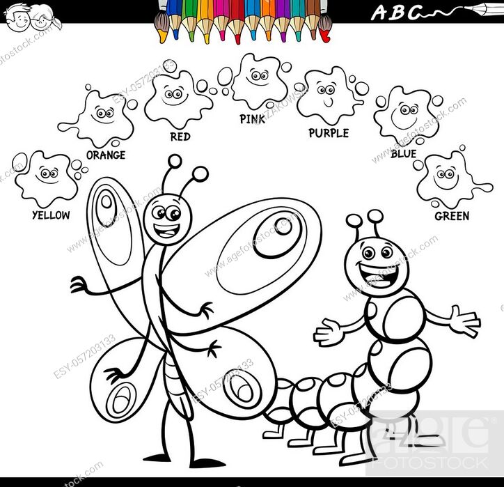 Black and White Cartoon Illustration of Basic Colors Educational Worksheet  with Funny Butterfly and..., Stock Vector, Vector And Low Budget Royalty  Free Image. Pic. ESY-057203133 | agefotostock