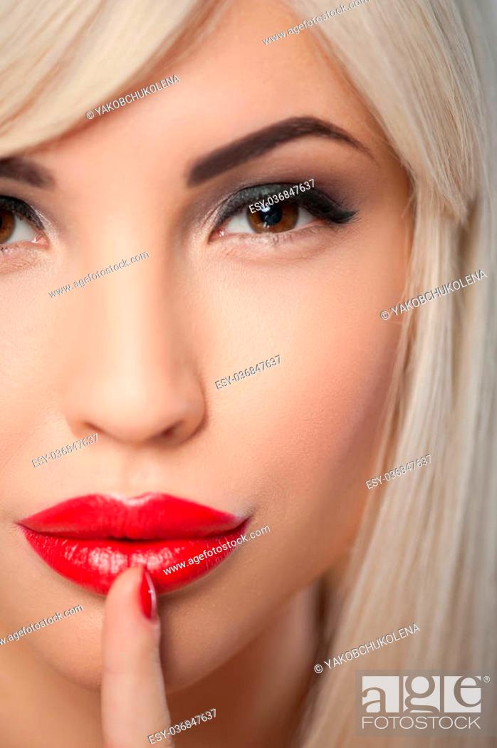 Blonde close up Please Save My Secret Close Up Of Sexy Blonde Girl Asking For Silence With Her Finger On Lips Stock Photo Picture And Low Budget Royalty Free Image Pic Esy 036847637 Agefotostock