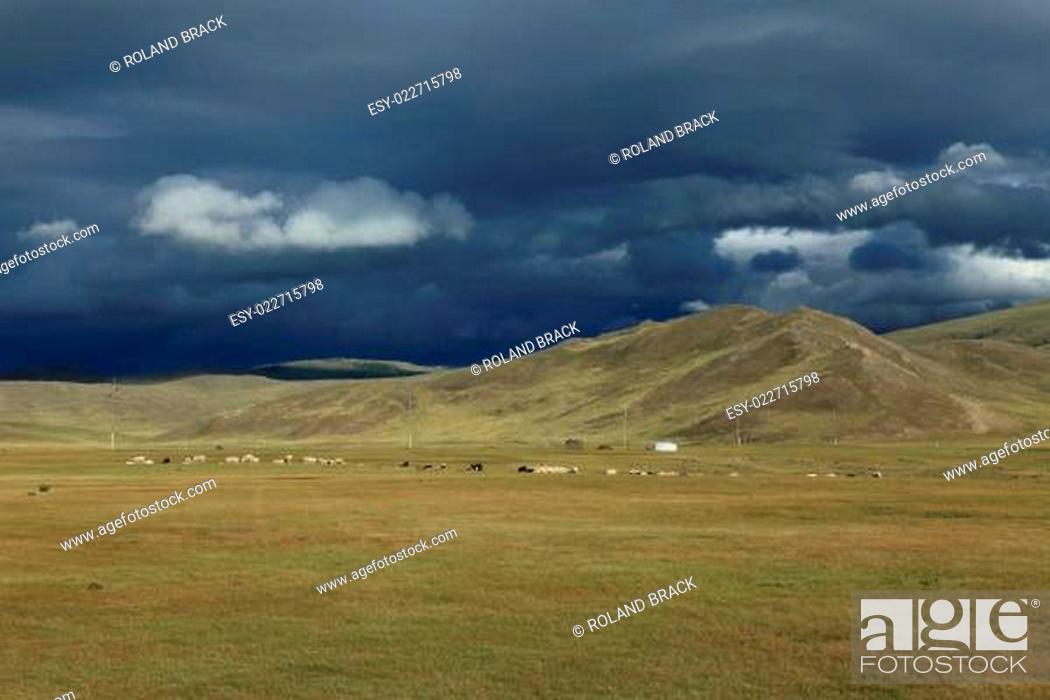Stock Photo: Das Orkhon Tal in der Mongolei.