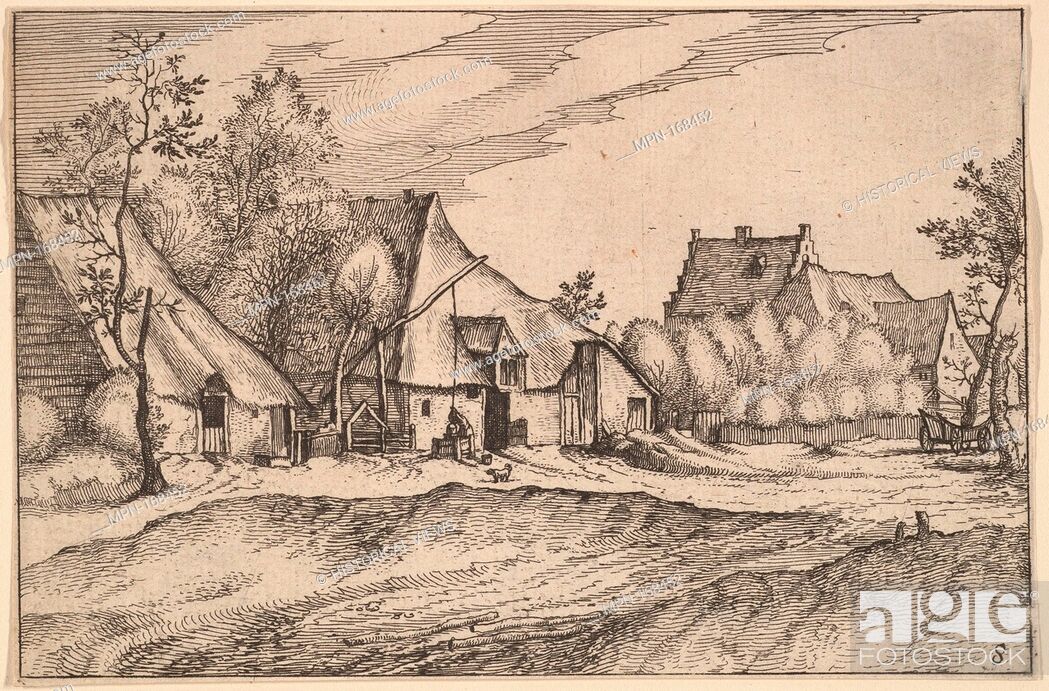 Stock Photo: Farms in a Village from Regiunculae et Villae Aliquot Ducatus Brabantiae. Artist: Claes Jansz. Visscher (Dutch, Amsterdam 1586-1652 Amsterdam); Artist: After.