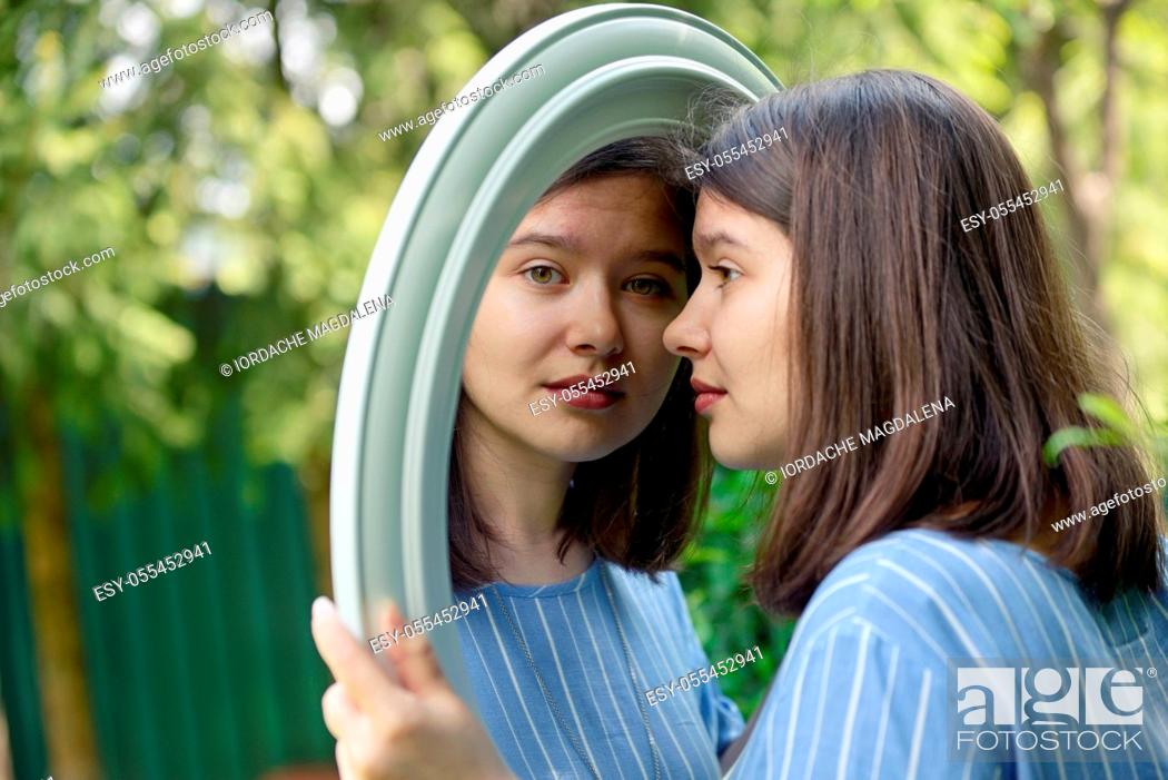 Stock Photo: woman, reflection.