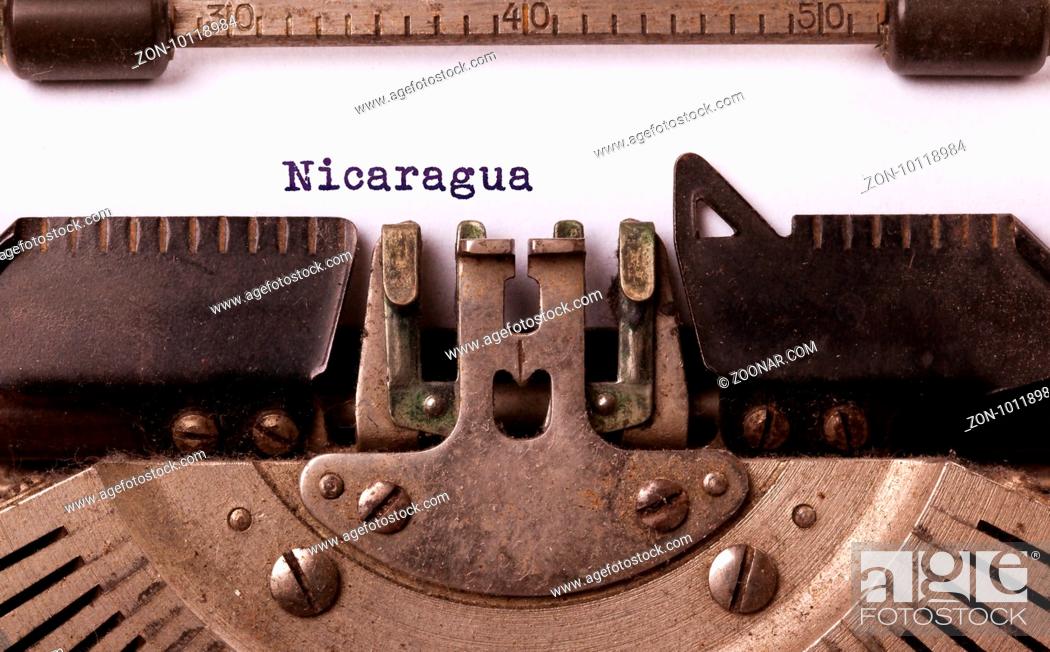 Stock Photo: Inscription made by vinrage typewriter, country, Nicaragua.