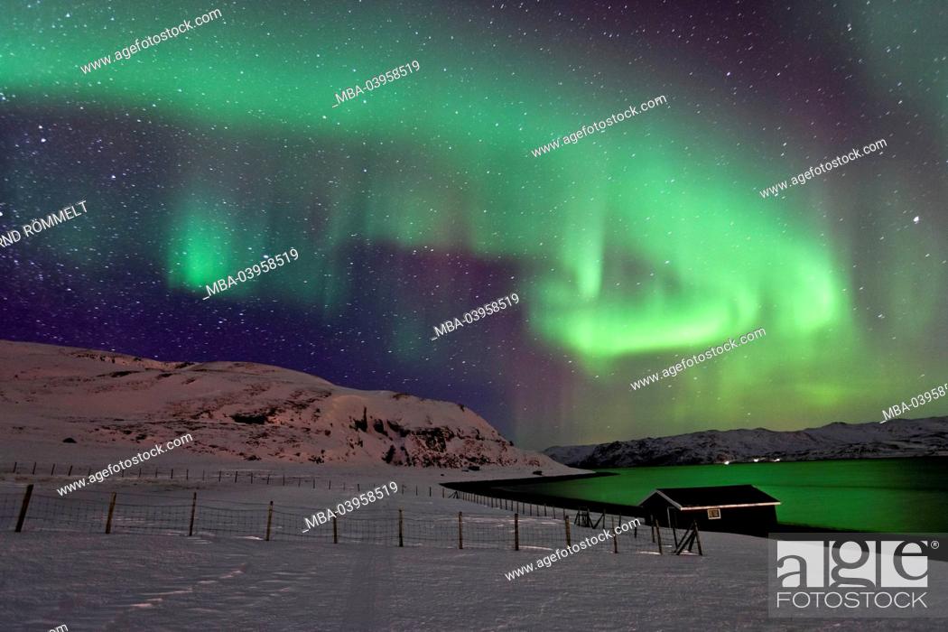 Stock Photo: Norway, northern lights, Aurora Borealis.
