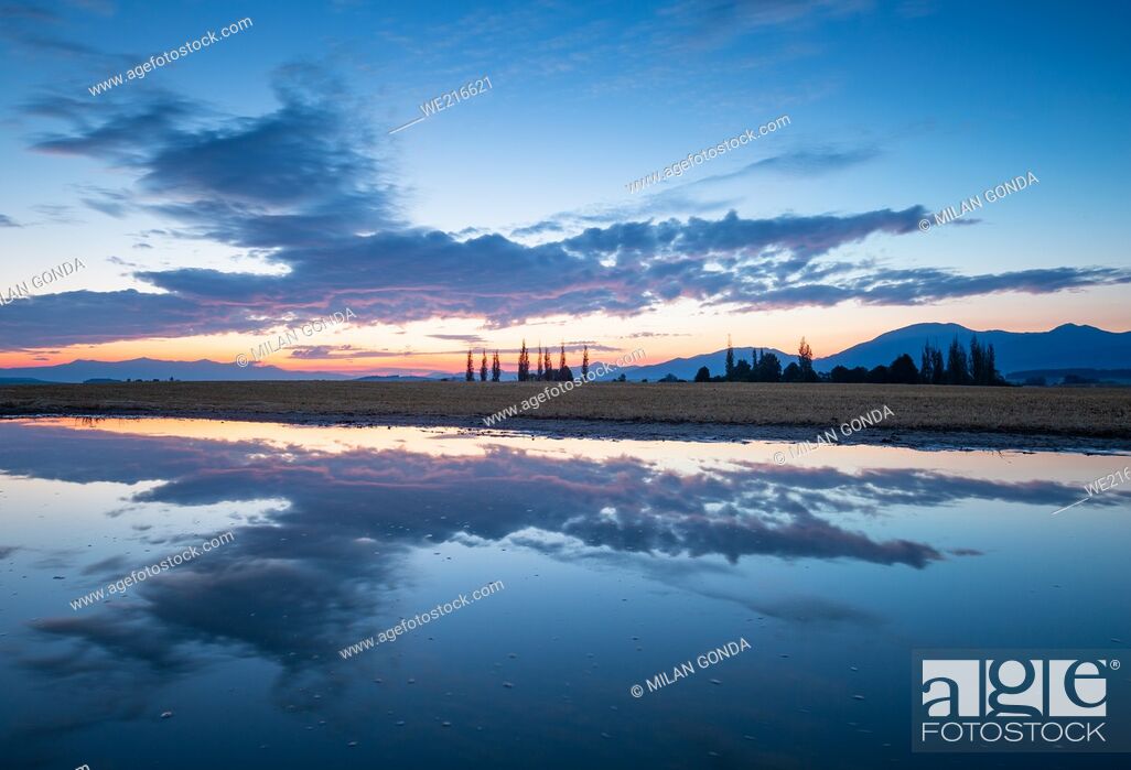 Stock Photo: Pond in a field at Ivancina village, Slovakia.