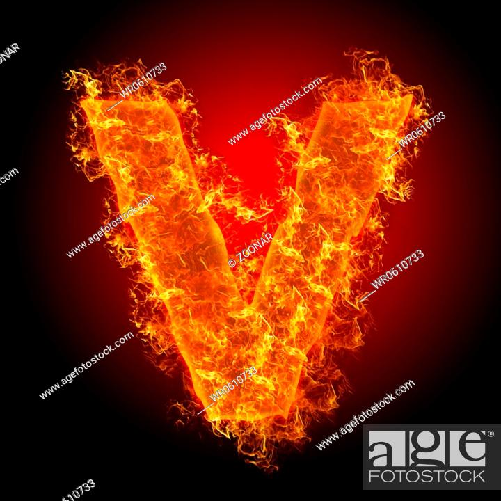Fire small letter V, Stock Photo, Picture And Royalty Free Image. Pic.  WR0610733 | agefotostock