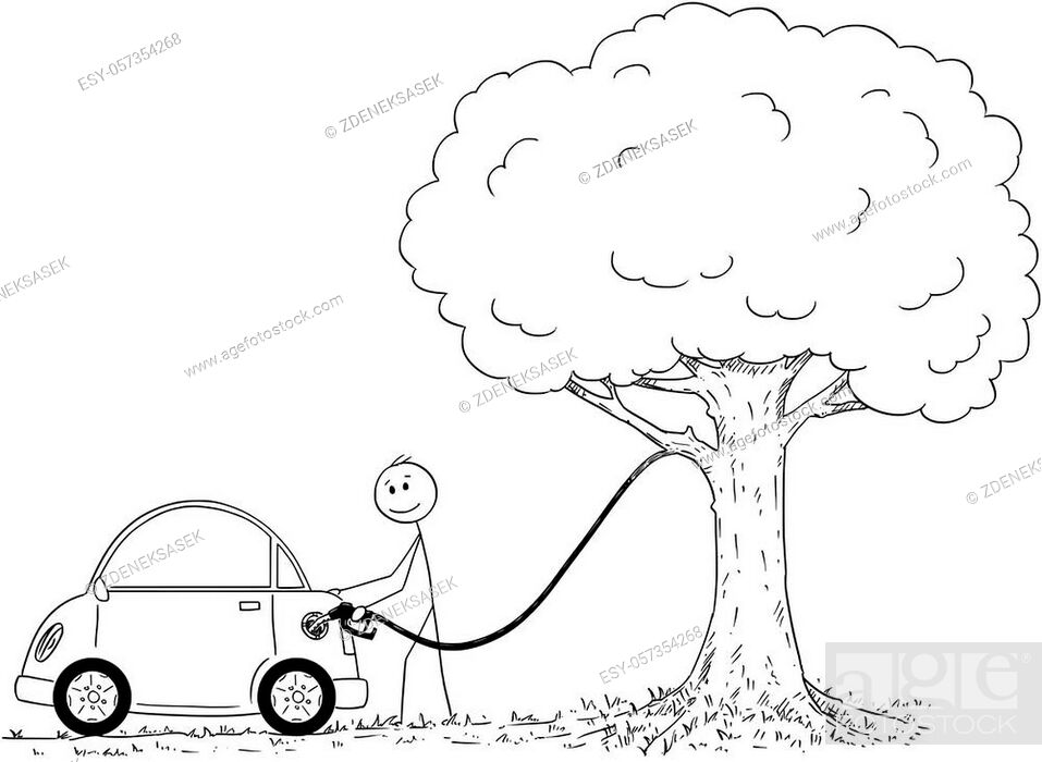 Cartoon stick figure drawing conceptual illustration of man refueling or  fueling car from tree, Stock Vector, Vector And Low Budget Royalty Free  Image. Pic. ESY-057354268 | agefotostock