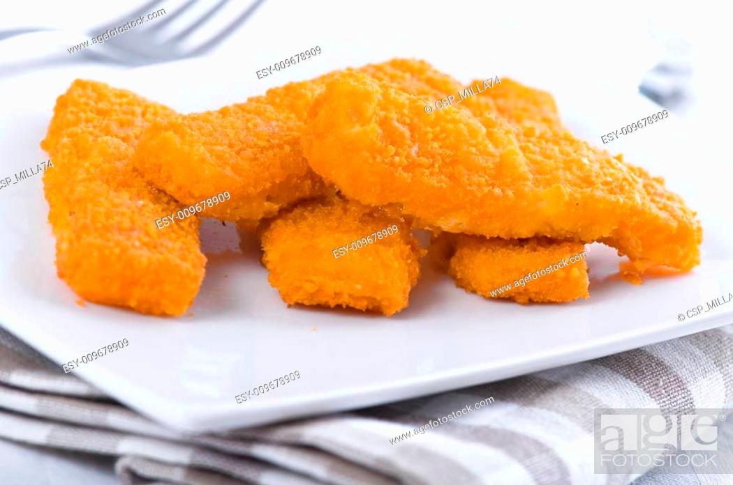 Stock Photo: Fried fish sticks.