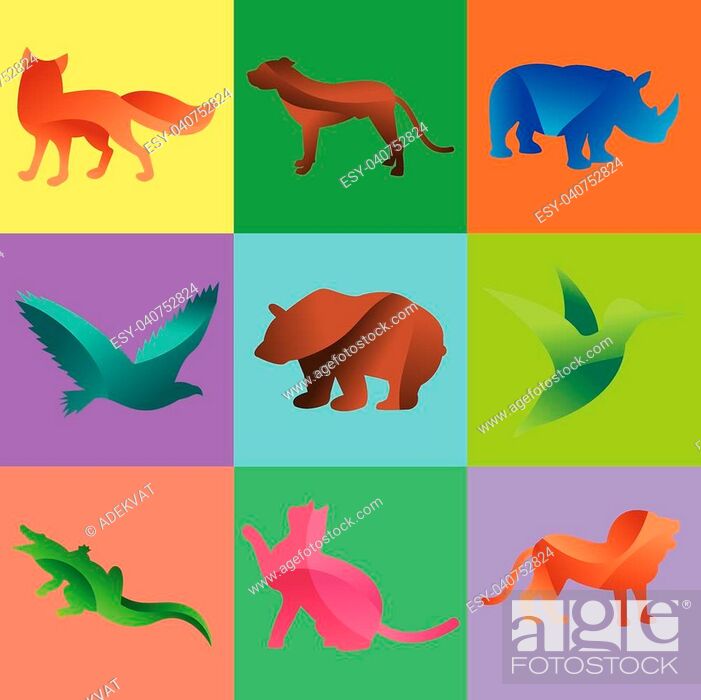 Wild animals jungle pets logo silhouette of geometric polygon abstract  character and nature art..., Stock Vector, Vector And Low Budget Royalty  Free Image. Pic. ESY-040752824 | agefotostock
