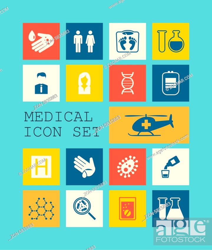 Stock Photo: Flat Medical Infographics Elements plus Icon Set. Vector.