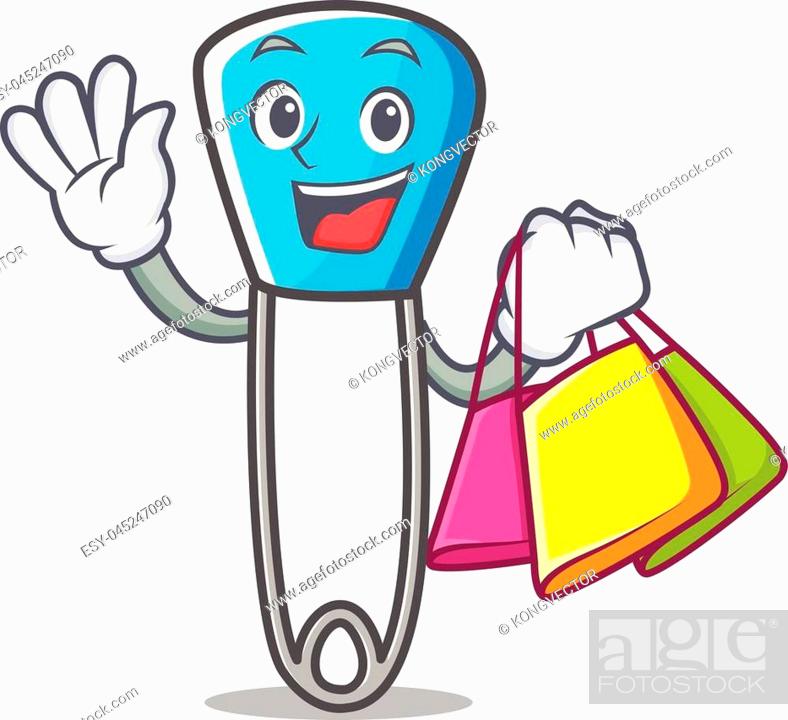 Shopping safety pin character cartoon vector illustration, Stock Vector,  Vector And Low Budget Royalty Free Image. Pic. ESY-045247090 | agefotostock