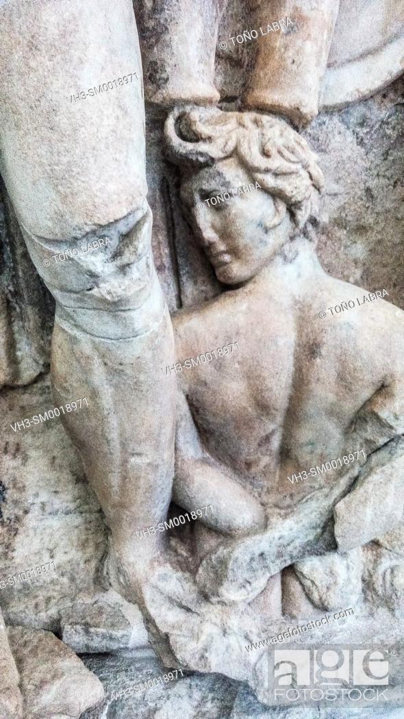 Stock Photo: Augustus and Victoria (detail). Aphrodisias Museum. Ancient Classic Greece. Asia Minor. Turkey.