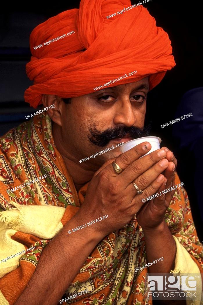 Rajasthani man drinking tea MR672, Stock Photo, Picture And Rights Managed  Image. Pic. DPA-MMN-87192 | agefotostock