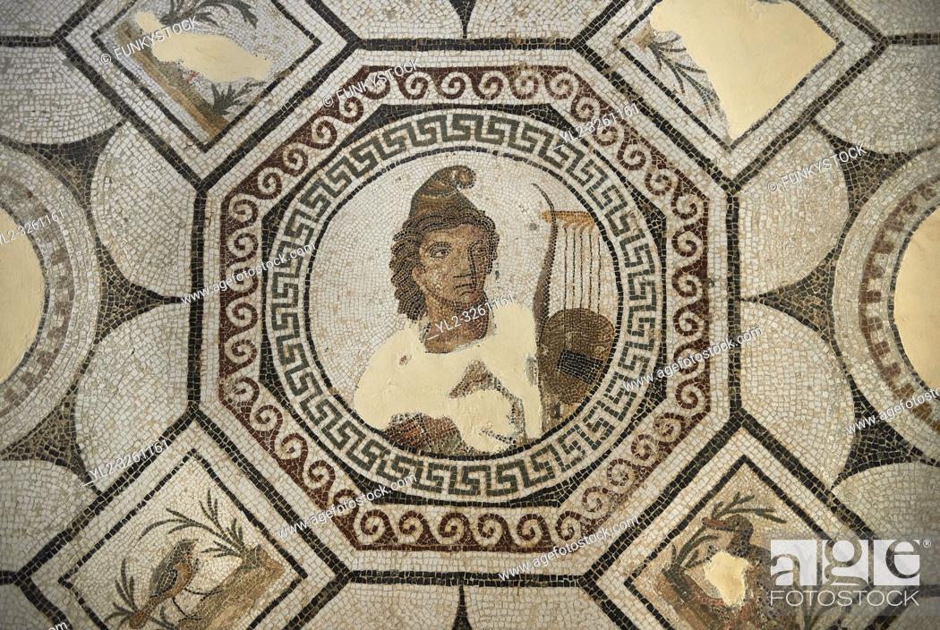 Picture of a Roman mosaics design depicting Orpheus, god of music, Stock  Photo, Photo et Image Droits gérés. Photo YL2-3261161 | agefotostock