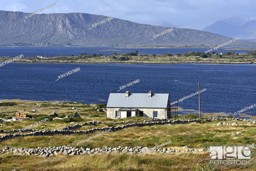 Stock Photo: landscape at the north of Lettermore island, west coast, County of Galway, Connemara, Republic of Ireland, North-western Europe.