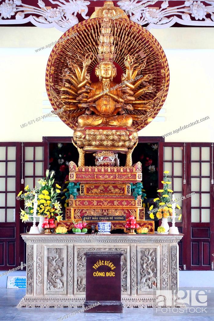 Stock Photo: Linh Ung buddhist pagoda. Thousand-armed Avalokitesvara, the Bodhisattva of Compassion.
