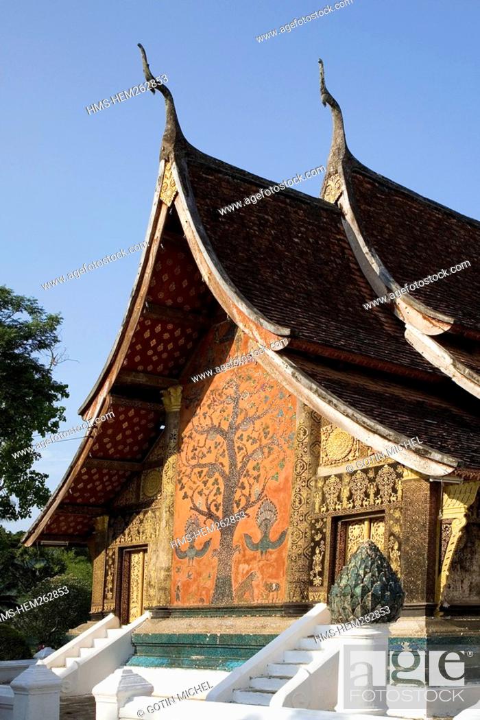 Stock Photo: Laos, Luang Prabang listed as World Heritage by UNESCO, Wat Xieng Thong Temple dating 1560.