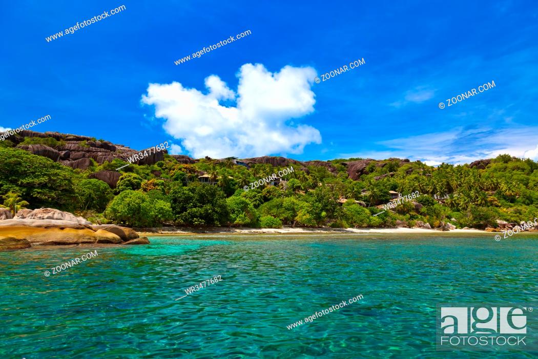 Stock Photo: Tropical island at Seychelles - vacation nature background.