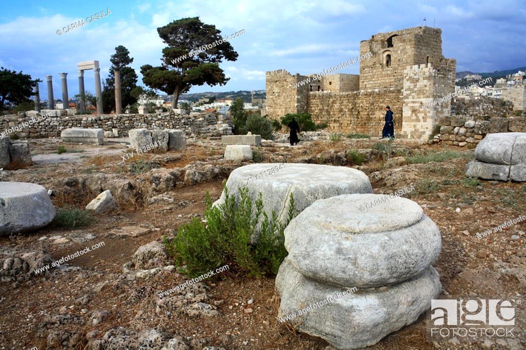 Stock Photo: necropolis and castle of the cruzados in Byblos near the Lebanon.