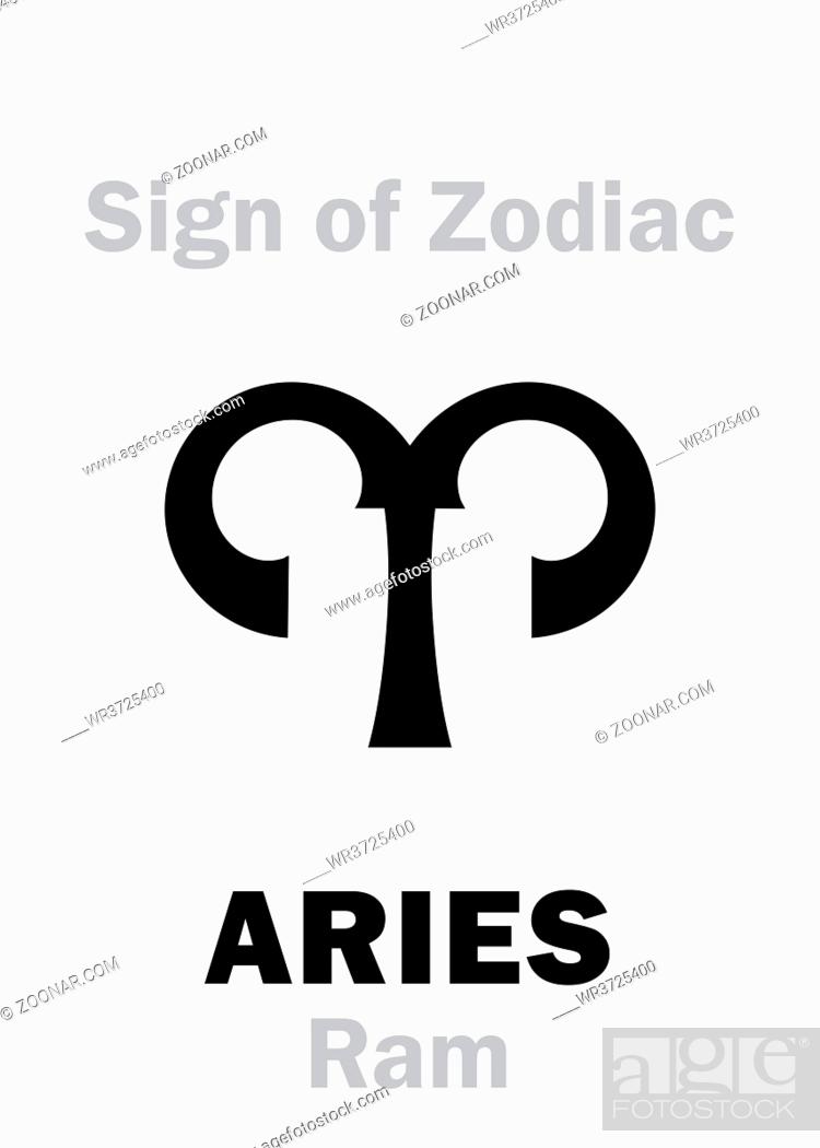 Stock Photo: Astrology Alphabet: Sign of Zodiac ARIES (The Ram). Hieroglyphics character sign (single symbol).