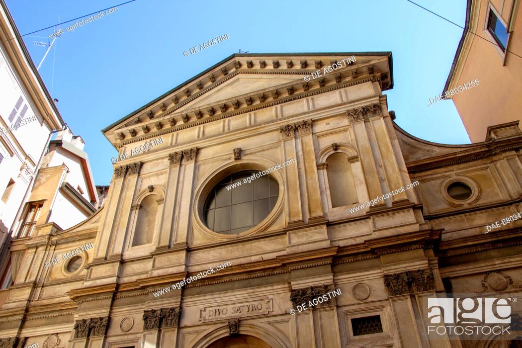 The facade of the church of Santa Maria presso San Satiro, architects  Donato Bramante, Foto de Stock, Imagen Derechos Protegidos Pic.  DAE-B8034256 | agefotostock