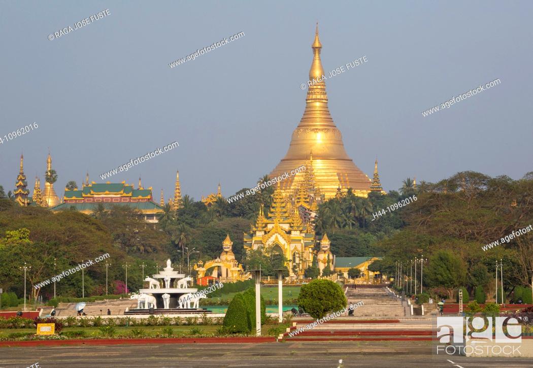 Photo de stock: Myanmar, Burma, Asia, Yangon, Rangoon, Shwedagon, Pagoda, religion, golden, landmark,.