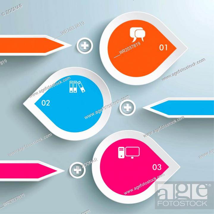 Stock Photo: Three Colored Drops Line Infographic Office PiAd.