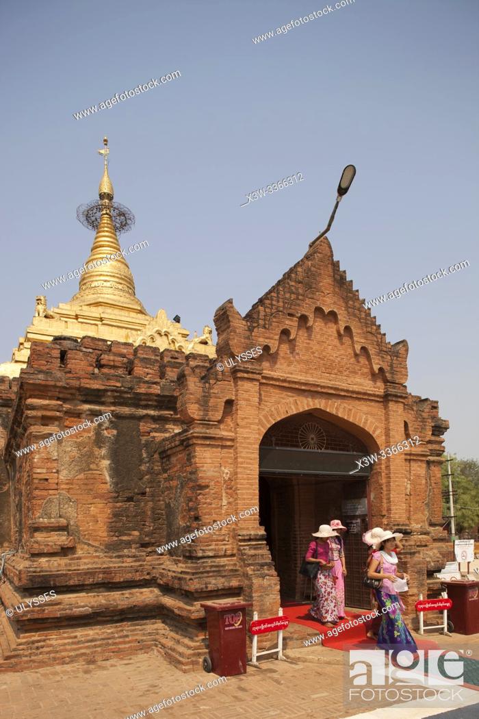 Stock Photo: Alotawpyae pagoda, Old Bagan and Nyaung U village area, Mandalay region, Myanmar, Asia.