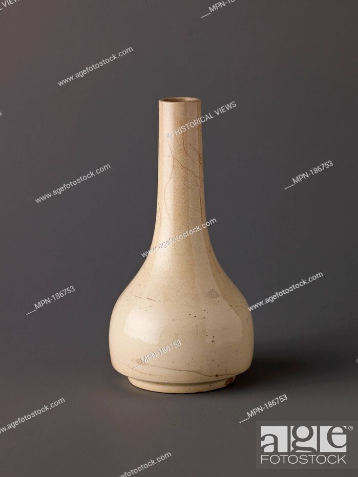 Stock Photo: Small bottle-vase. Date: probably 19th century; Culture: Chinese; Medium: Soft-paste porcelain with cream -colored glaze; Dimensions: Height: 4 in.