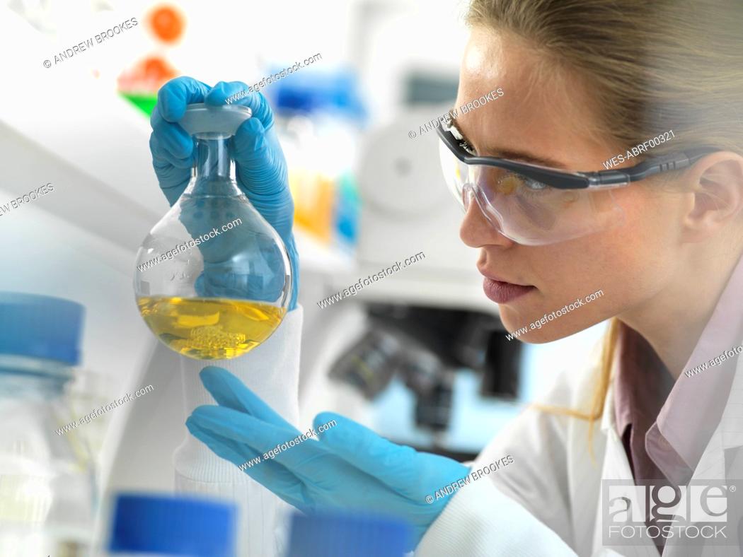 Stock Photo: Scientist preparing a chemical formula in the laboratory.