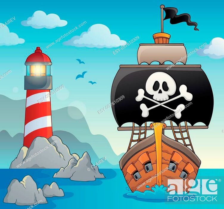 Stock Vector: Image with pirate vessel theme 2 - eps10 vector illustration.