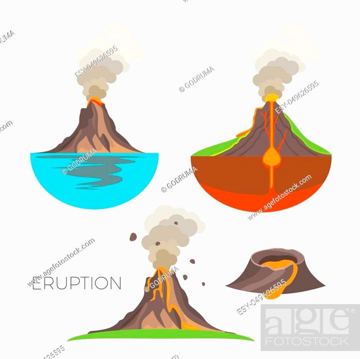 Volcano eruption with hot lava, black ash and dark smoke, Stock Vector,  Vector And Low Budget Royalty Free Image. Pic. ESY-049626595 | agefotostock
