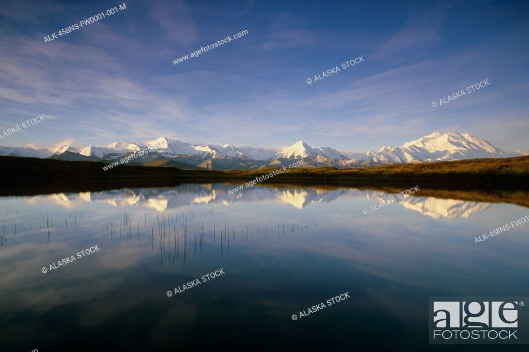 Stock Photo: Mt Mckinley & AK Range @ Wonder Lake AK IN Denali NP Autumn.
