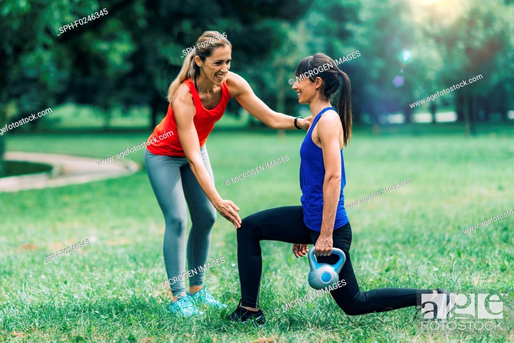 Stock Photo: Women exercising outdoors.