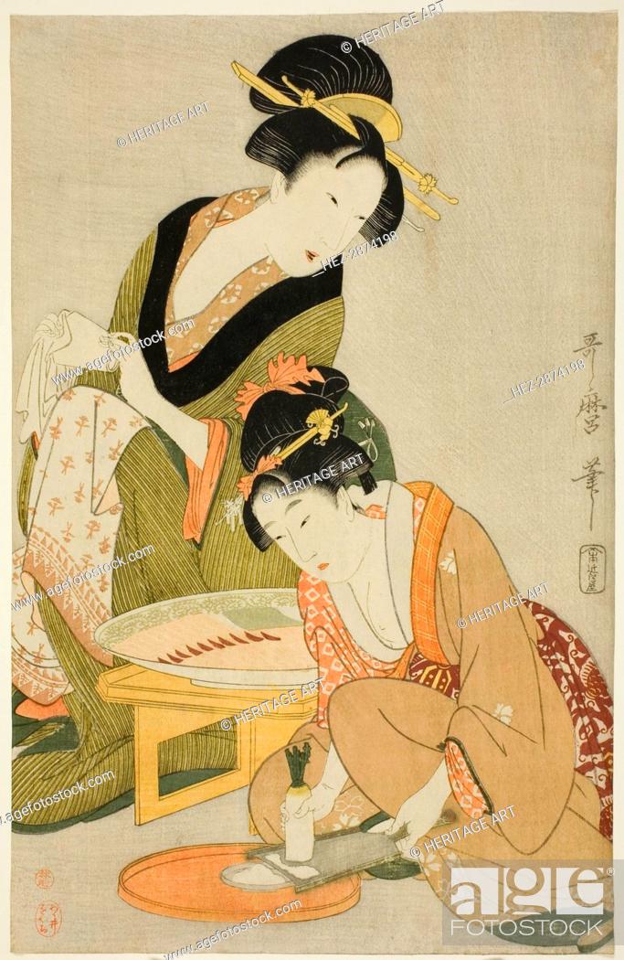 Stock Photo: Preparing a Meal, Japan, c. 1798/99. Creator: Kitagawa Utamaro.