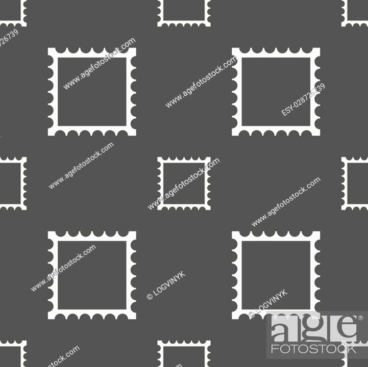 Stock Vector: Photo frame template icon sign. Seamless pattern on a gray background. Vector illustration.