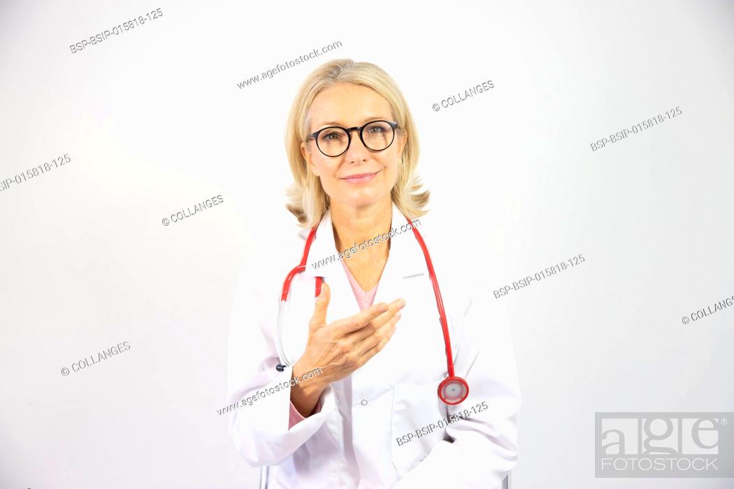 Stock Photo: A female doctor in her fifties.